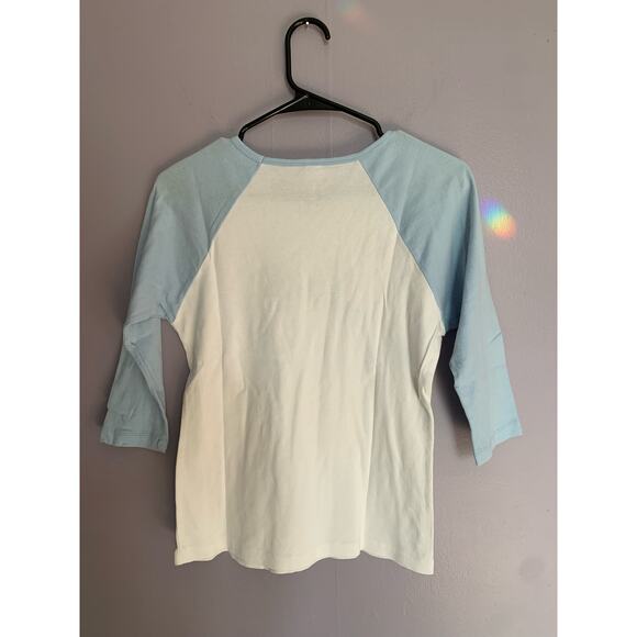 Jeep baseball tee / Since 1941 / women size L / fitted / raglan / blue / white - Picture 2 of 6